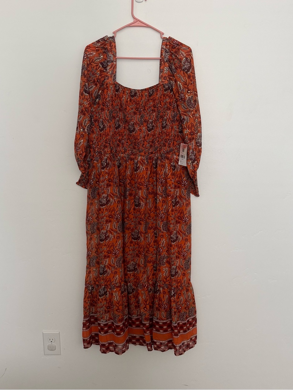 ARULA Orange Floral Smocked Maxi Dress